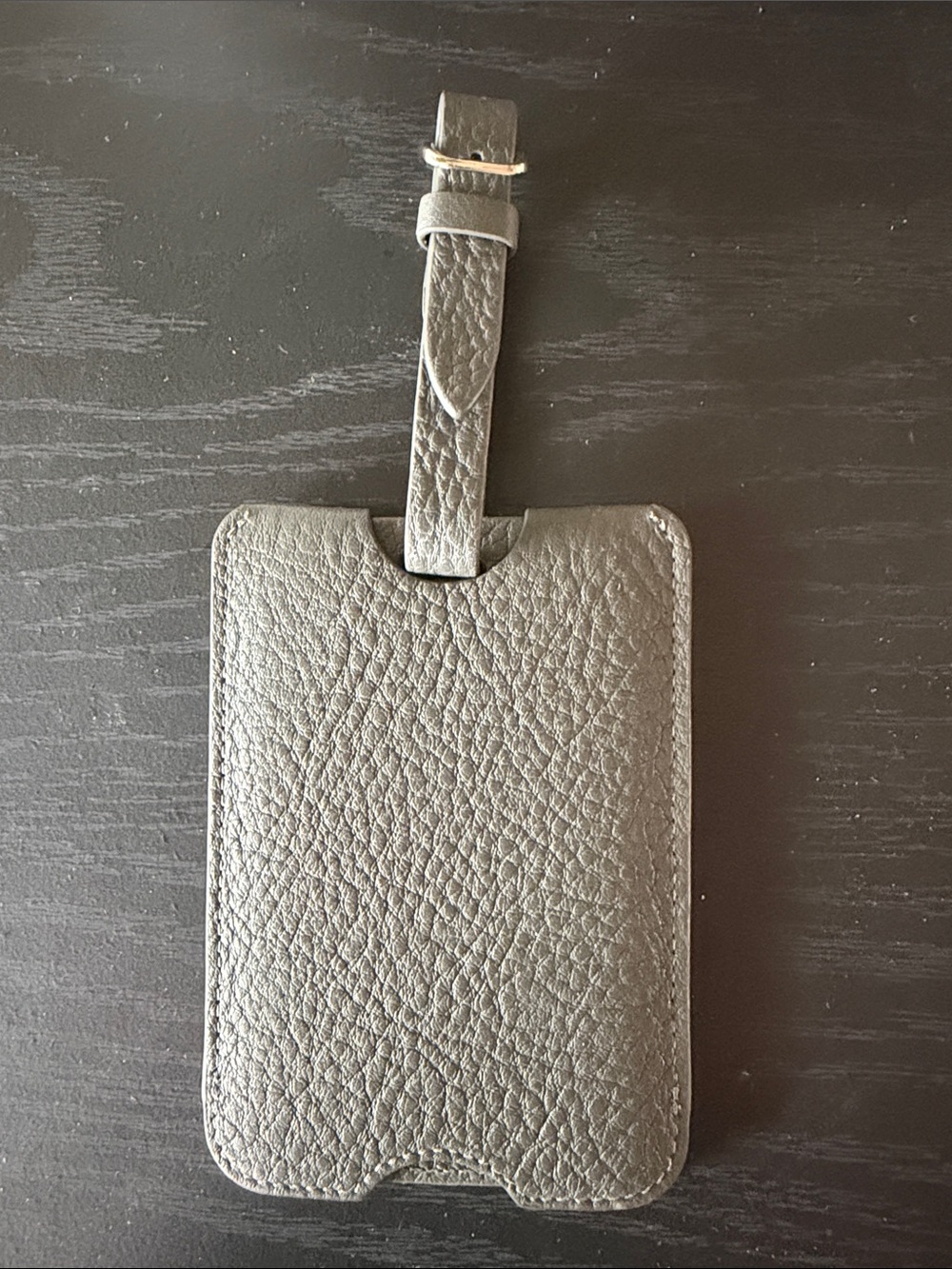 Leatherology Gray Pebbled Leather Luggage Tag